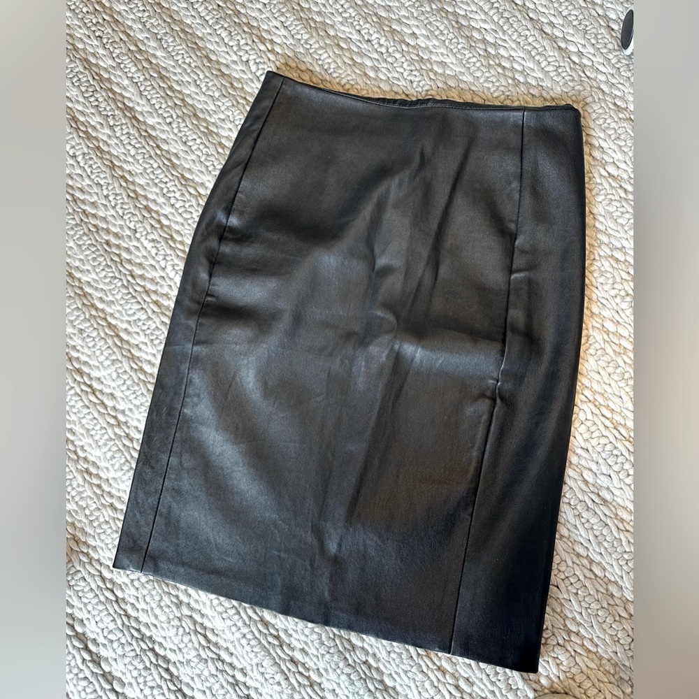 Black DVF Lamb Leather Pencil Skirt Size 4